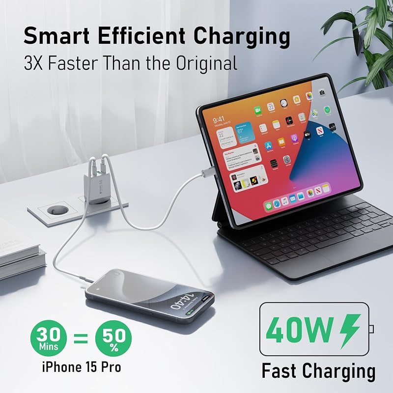 cshare 40W USB-C Gyorstöltő Szett, 2db 4-Portos PD 3.0 Adapter iPhone 15/14/13, Samsung Galaxy, Google Pixel Telefonokhoz
AI: I've created