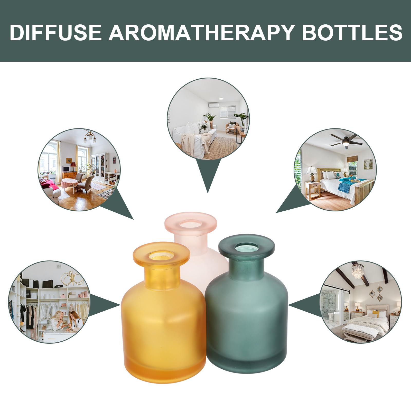 3 puste szklane butelki do dyfuzorów - 130 ml/4,5 uncji, wielokrotnego napełniania, słoiki do aromaterapii - pojemniki na perfumy z olejkami eterycznymi do domu, biura, deski rozdzielczej
