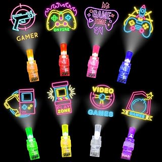 24Pack Easter Video Game Party Favors LED Finger Lights,Gamer Birthday Party Decorations Supplies Glow in the Dark Light Up Toys Gifts Bulk for Kids Boy Girl Classroom Prizes, Fun Gifts