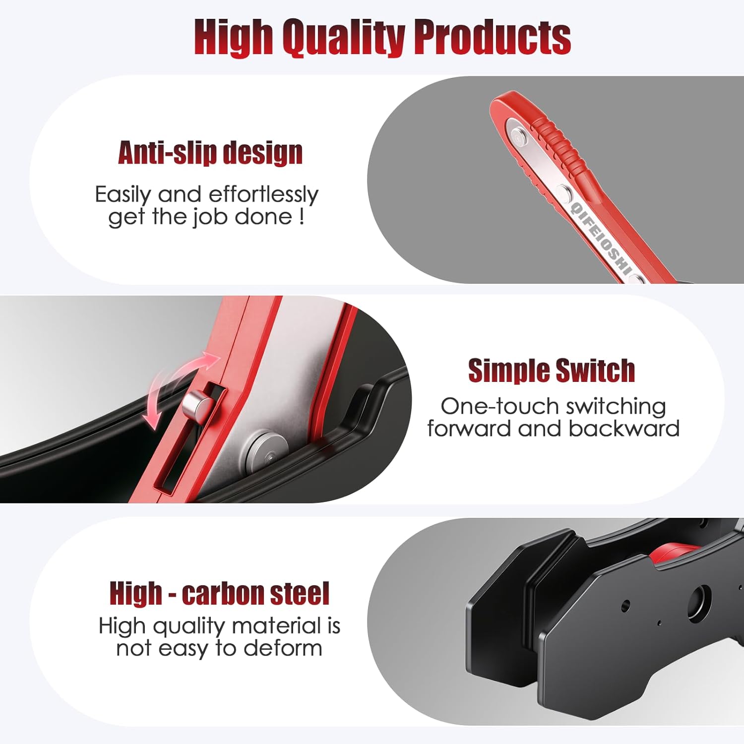 Brake Caliper Compression Tool, 4-in-1 Universal Disc Caliper Tool, 360° Swivel Ratcheting Compressor for Automotive Brake Repair and Installation, Includes 2 Rubber Hooks and Gloves (Red)