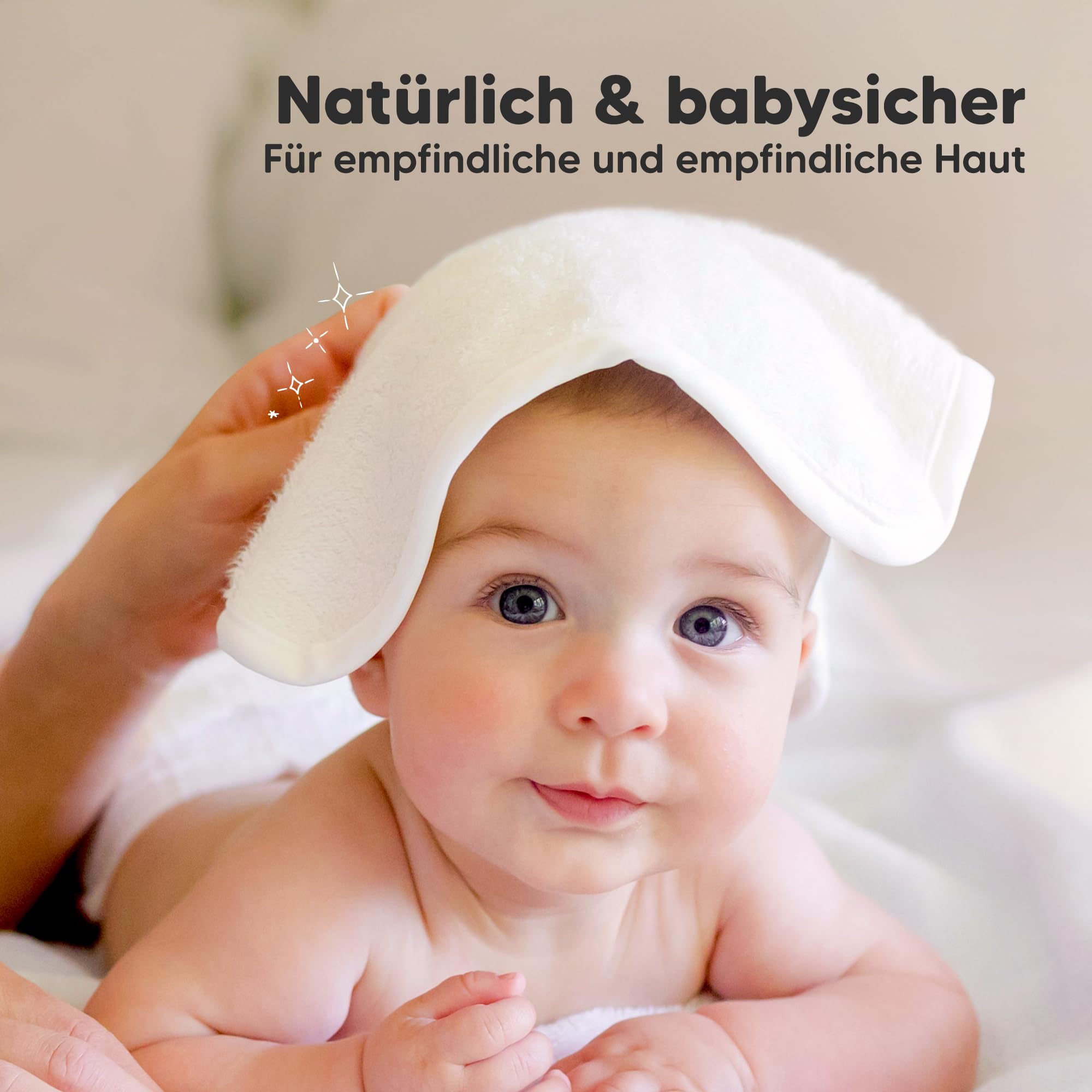 KeaBabies 6-Pack Babywaschlappen - Weiche Bambus-Waschlappen für Babys, Kinder, Ultra Absorbierende Neugeborenen-Badehandtücher, 25 x 25cm, Sanft für empfindliche Haut (White)