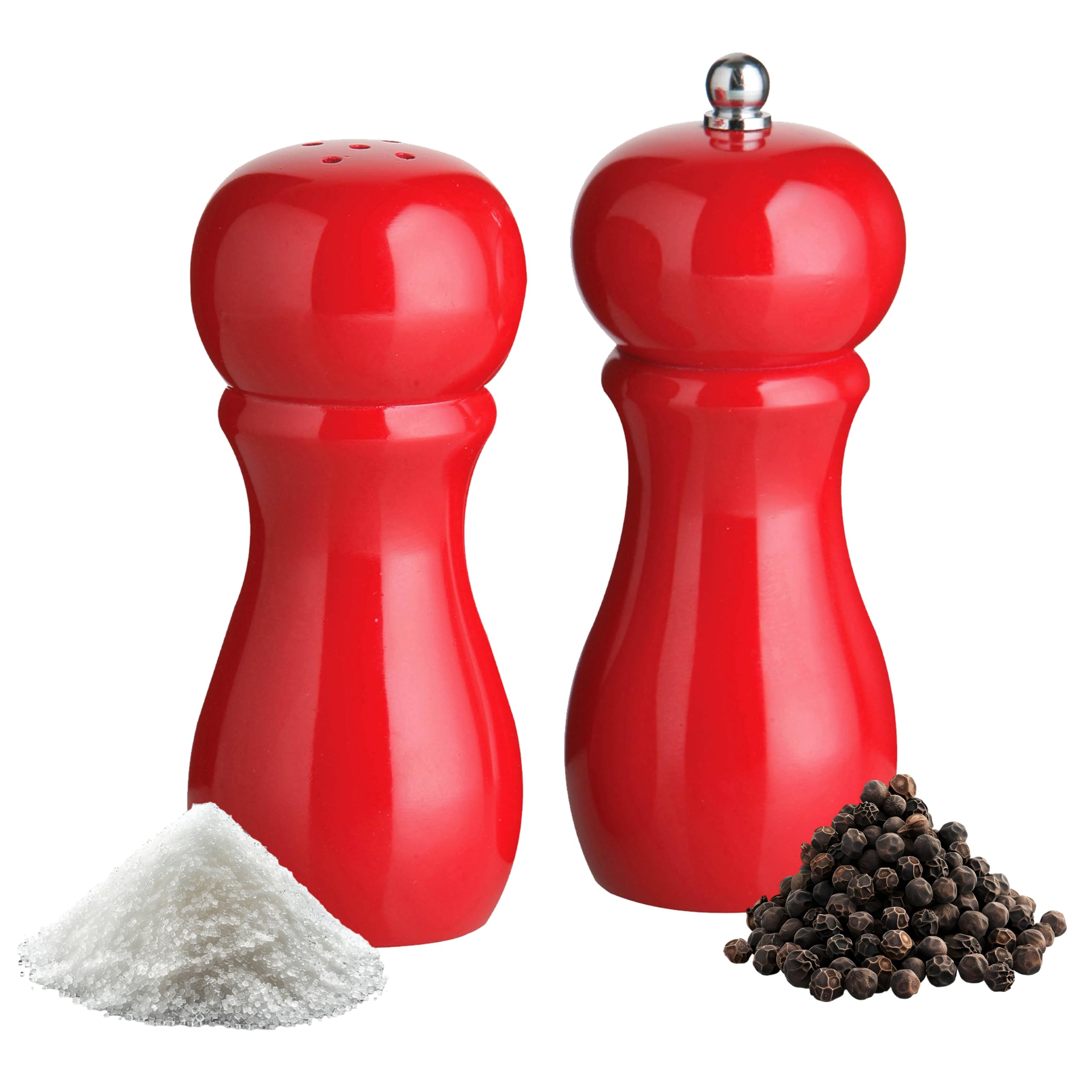 Premier Red Housewares 1103854 Salt Shaker And Pepper Mill Set - Shiny Finish H11 X W5 X D5cm