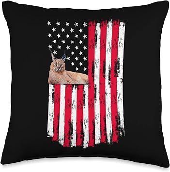 Big Floppa Caracal Cat Meme Throw Pillow