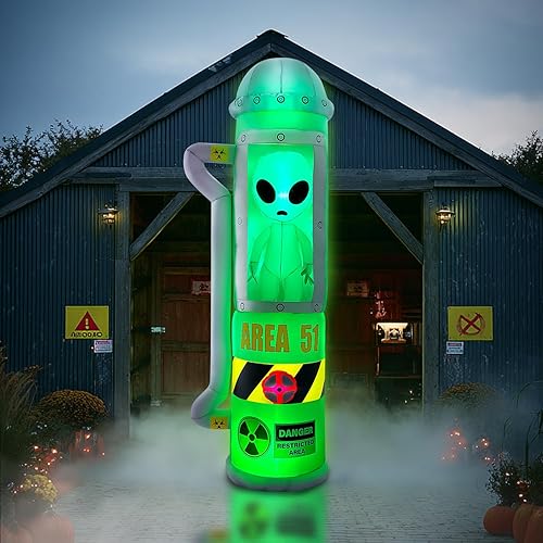 8FT Halloween Inflatables Outdoor Decoration, Alien Inflatble Halloween Decor Outdoor Built-in LED Lighted Blow Up Decoration Home Yard Outdoor Indoor Garden Lawn Decor