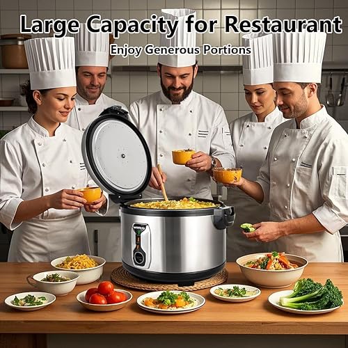 Miniatura 6 de Arrocera comercial de 16.8 cuartos de galón, 90 tazas cocidas, arroz grande de acero inoxidable, comercial para 65-75 personas, calentador de arroz