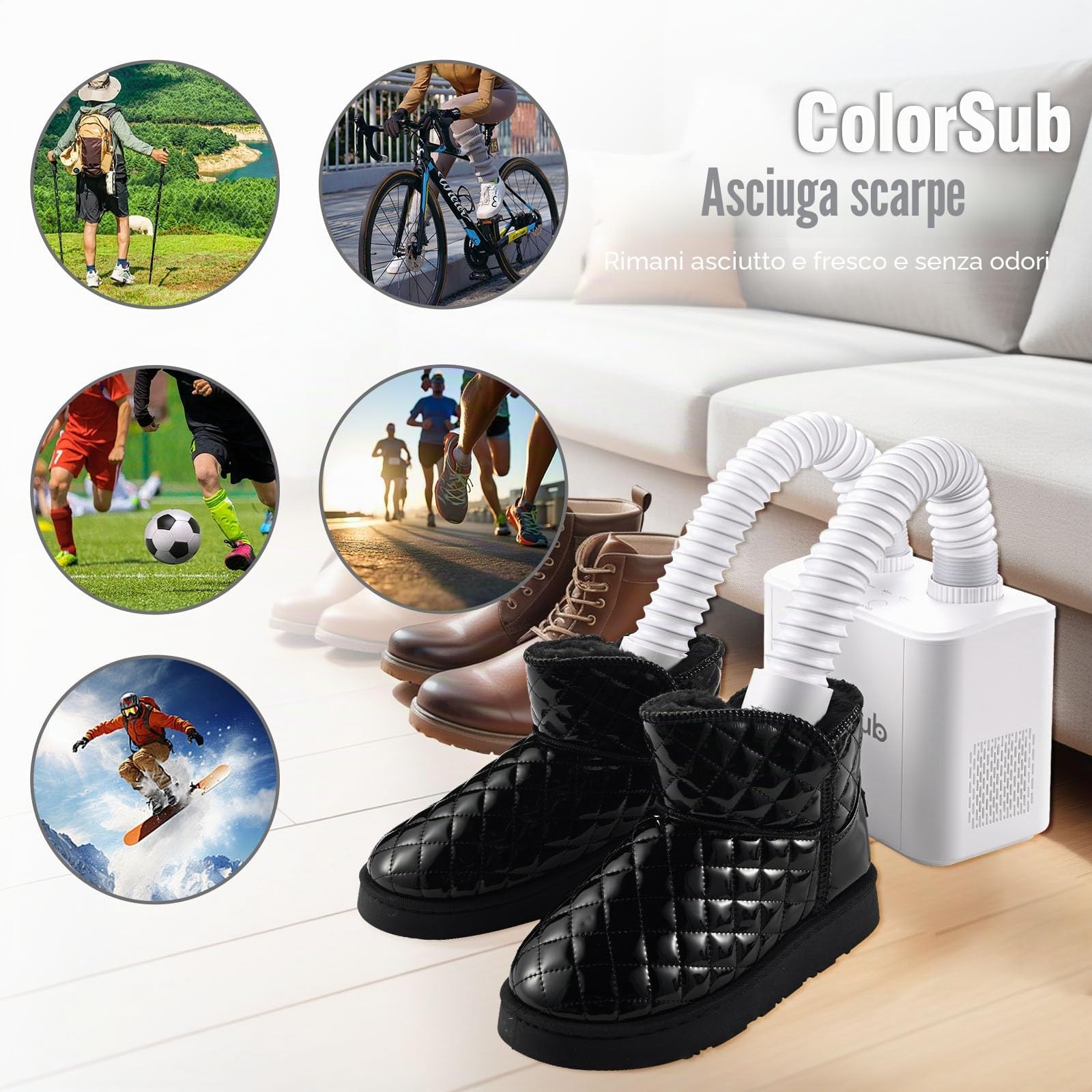ColorSub Essiccatore scarpe elettriche,scalda scarpe riscaldate,Asciugamani Stivali, Calda Scarpa con Cronometraggio per Asciugare Cappelli, Scarpe, Guanti