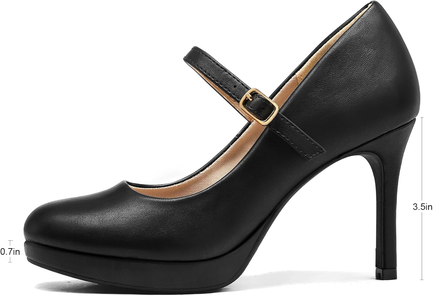 mysoft Women's Pumps Closed Toe Mary Jane Pumps Round Toe Platform High Heel Dress Shoes - Image 3