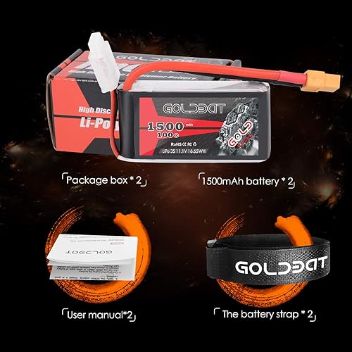 Miniatura 6 de GOLDBAT Paquete de batería Lipo de 1500mAh 3S 11.1V 100C Softcase con enchufe XT60 para capra axial, Skylark m4-fpv250, mini trituradora 200,