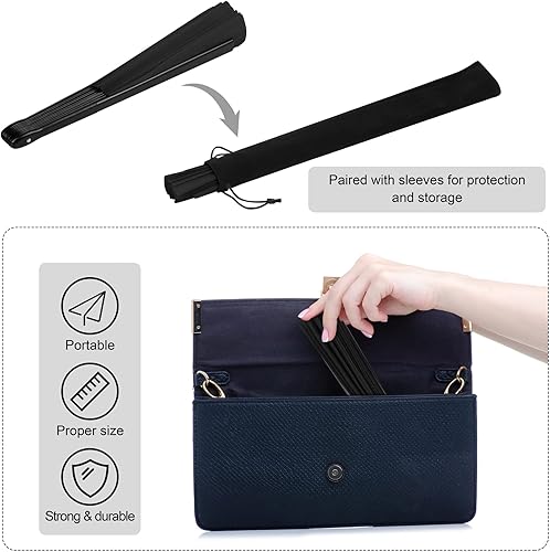 Miniatura 4 de Aodaer Paquete de 4 abanicos decorativos chinos de Kung Fu Tai Chi para hombres y mujeres, color negro