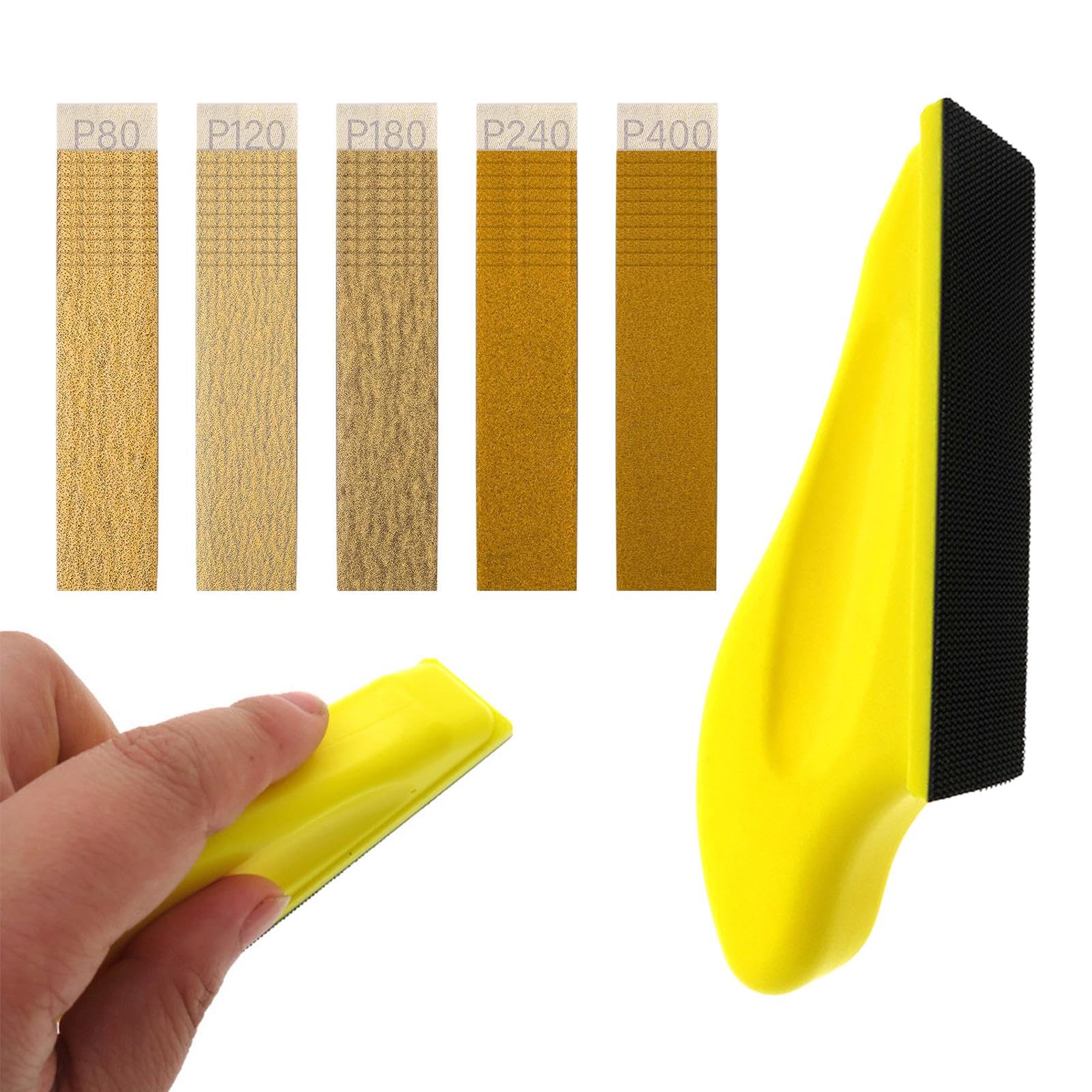 Micro Sander Kit with 50Pcs Sand Paper, 90X 30mm Mini Detail Sanding Tools With Sandpaper, Finger Sander for Crafts Small Projects, Polishing 80/120/180/240/400