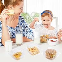 Vista 7 de Paquete de 100 Contenedores de Almeja Desechables de Plástico Transparente de 5 x 5 pulgadas, Contenedor de Postre de Almeja con Bisagras