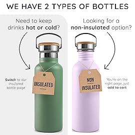 Bambaw Stainless Steel Water Bottle, 750 ml, Purple Sports Bottle, Non-Insulated Water Bottle, Stainless Steel Bottle, BPA-Free Flask - Light Lilac