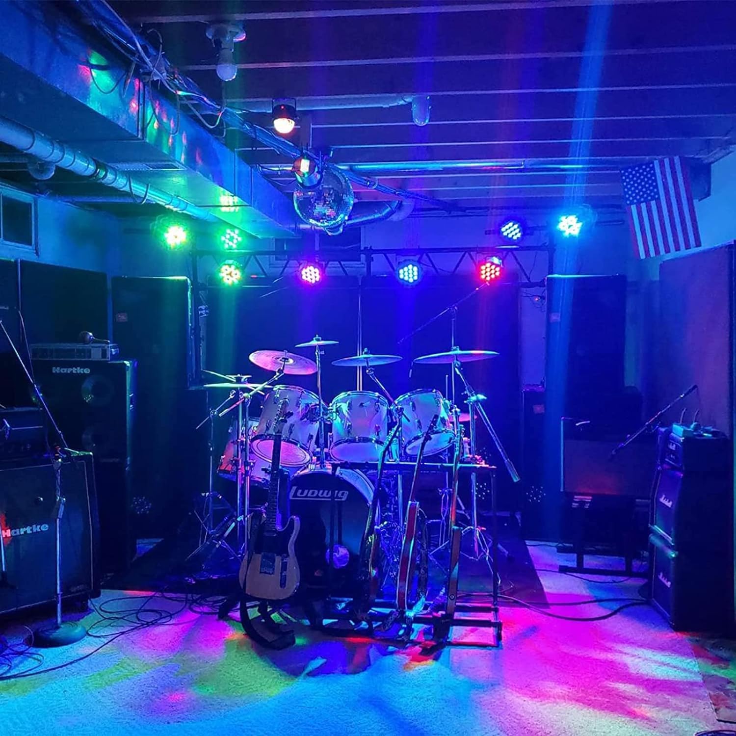 2PCS RGBW LED Par Licht, 7 LED Par Scheinwerfer DMX Disco Partylichter Bühnenlicht mit Fernbedienung für DJ Bar Show Party Halloween Weihnachten