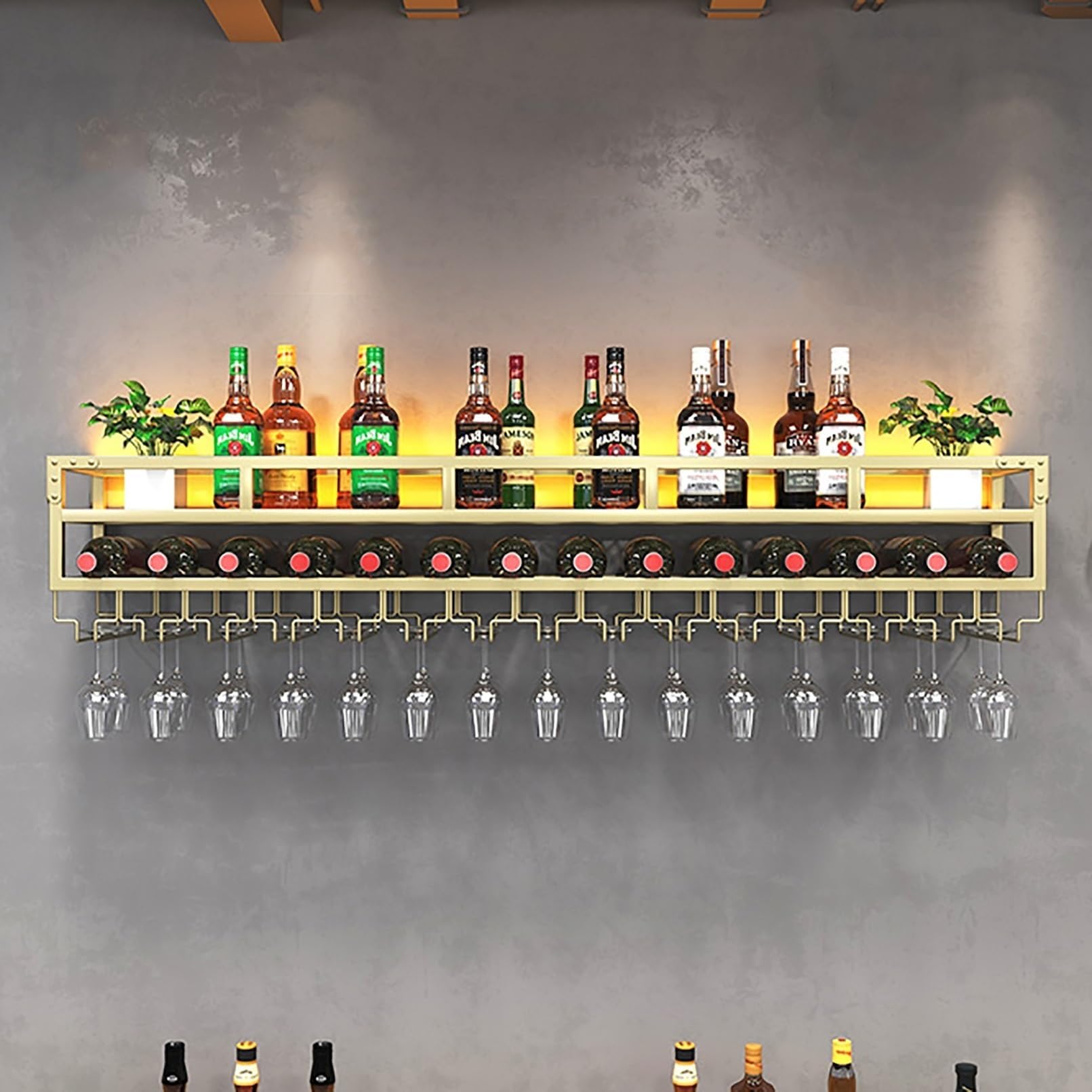 Présentoir multifonctionnel pour le rangement du vin en métal noble et LED