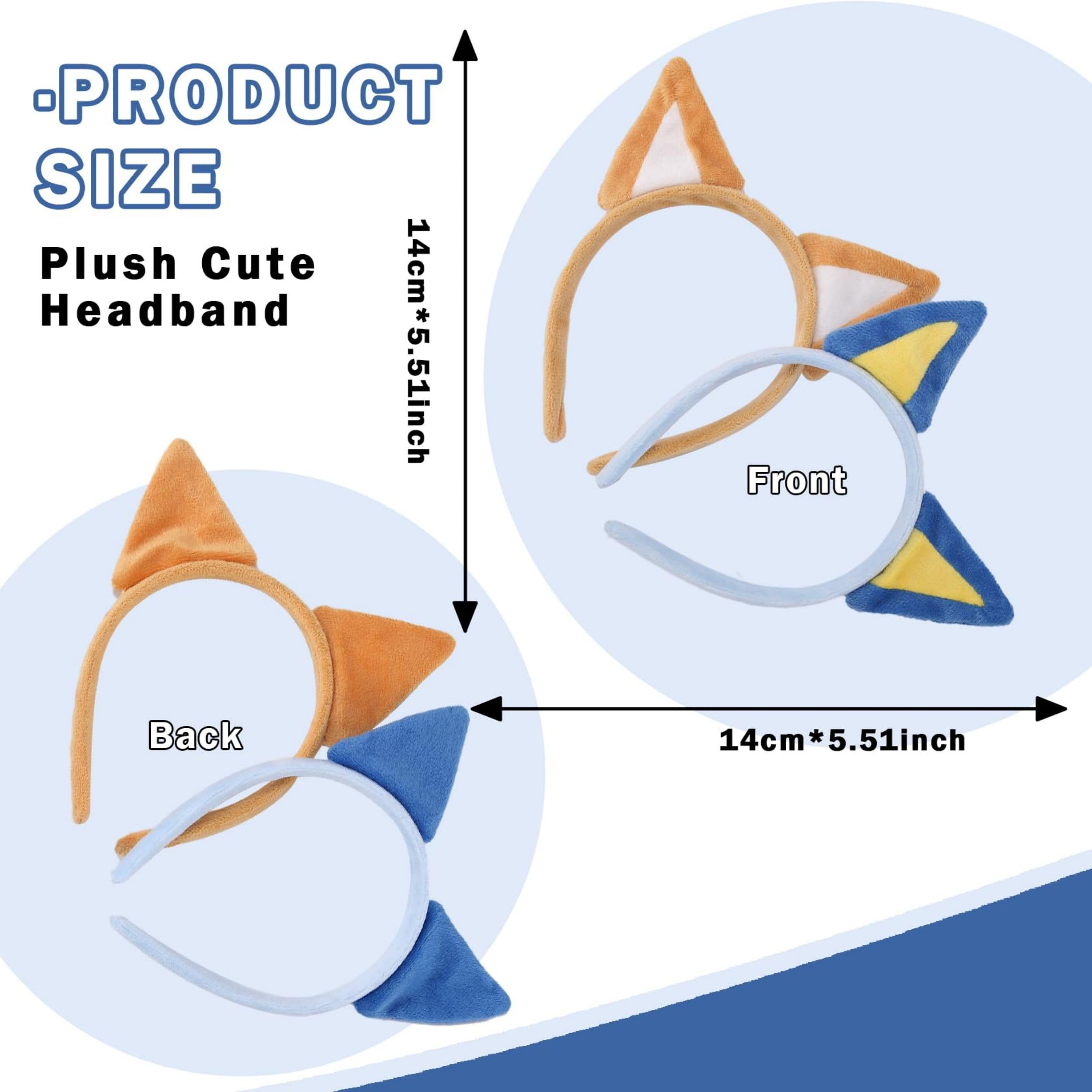 Leziazany 2 Pcs Dog Ears Headhand Cute Plush Handmade Cat Ears Headband Animal Headwear Headbands Accessories for Theme Party Cosplay and Christmas Costumes