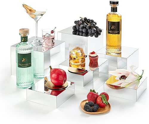 Vista 42 de Red Co. Juego de 3 elevadores de acrílico blanco brillante con fondo hueco