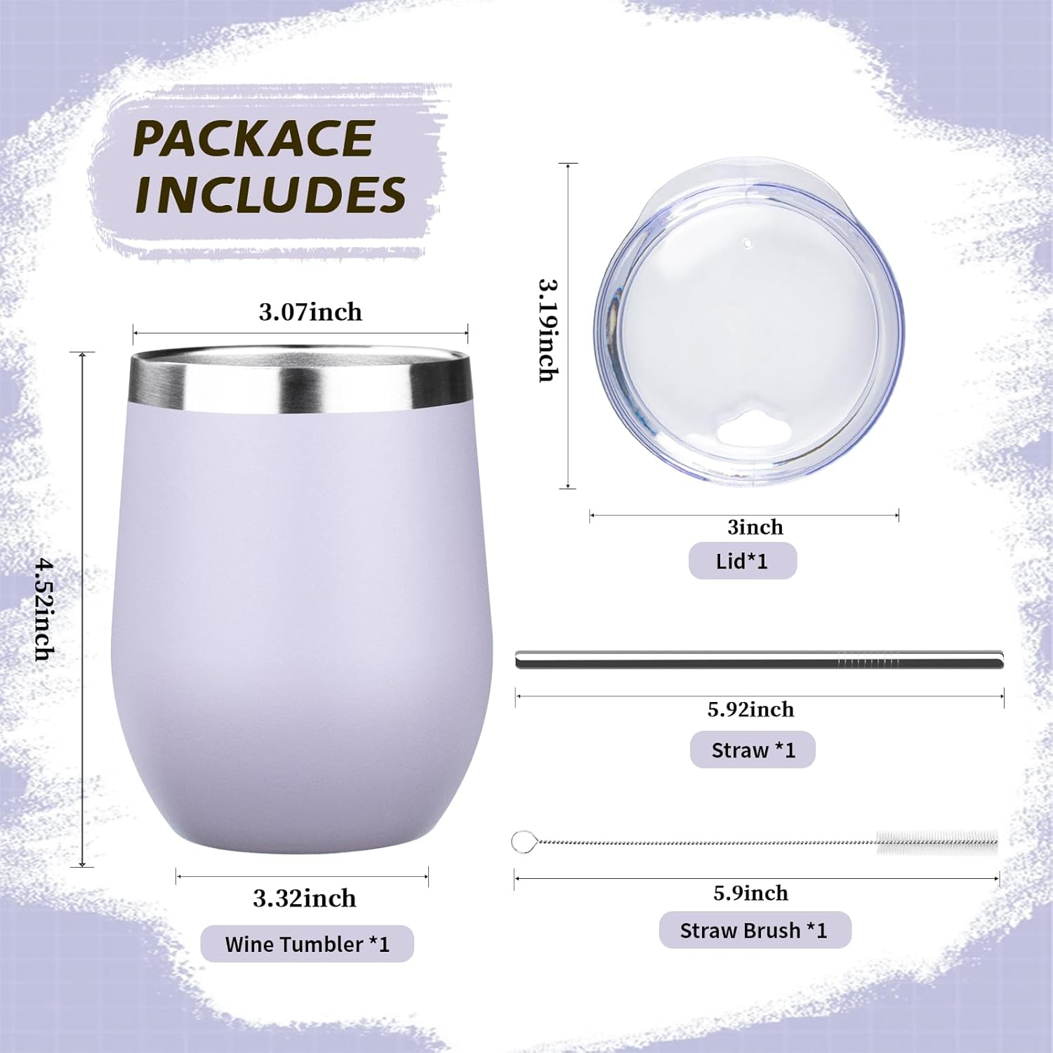 12oz Stemless Wine Tumbler with Lid Double Wall Insulated Wine Cup Stainless Steel Glasses Tumbler with Straw Insulated cocktail Tumbler Coffee Mug for Hot and Cold Beverages (Multicolor-5,4Pack) - Image 3