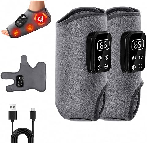 Foot Massager, Cordless Electric Foot Massagers for Pain and Circulation, 3-in-1 Triple Therapy Foot Massager with 2000mAh Battery, 6 Heat Levels up to 65°C, Perfect Well-Being Gift,2 Pcs Grey