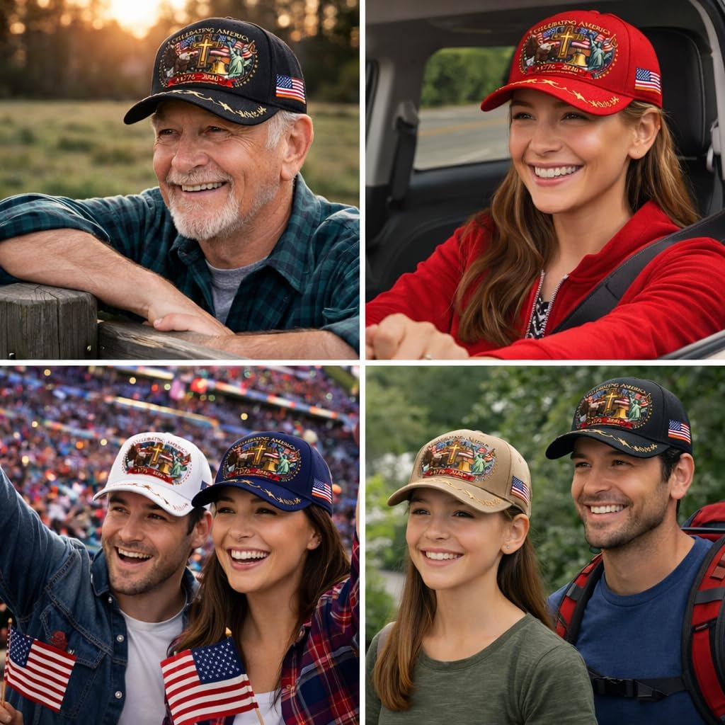 250th Anniversary Baseball Cap American 1776-2026, Patriotic American Flag and Cross Hat, Cap for Men Women - Image 7