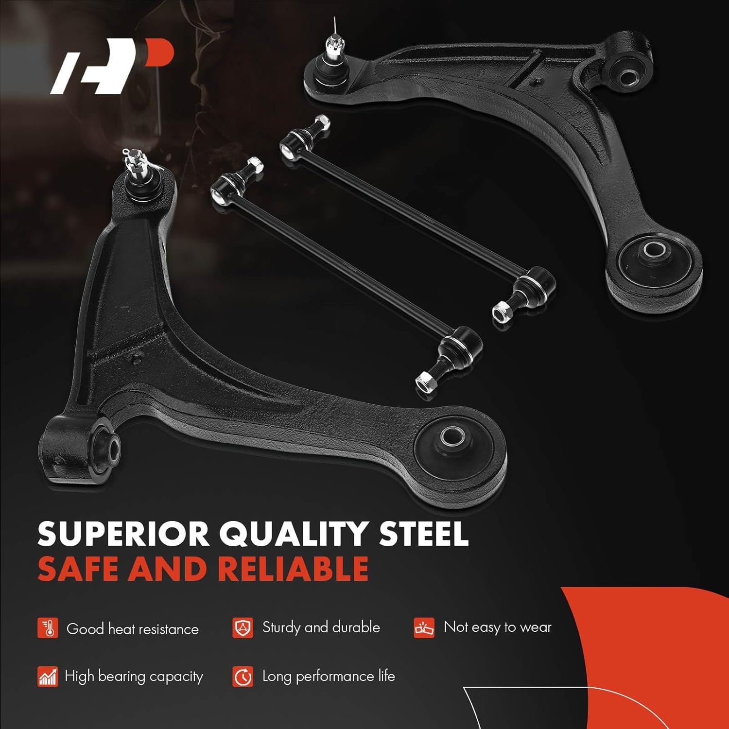 A-Premium Set of 4, Front Lower Control Arm, Sway Bar Link, Compatible with Honda Ridgeline 2006-2014