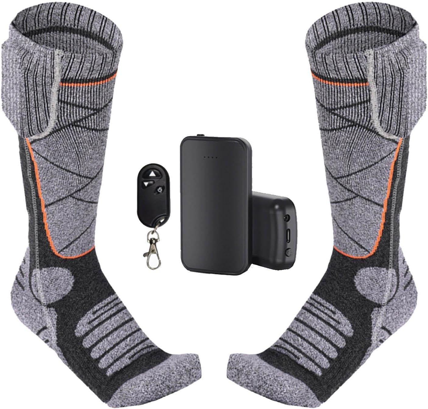Heated Socks, Electric Heating Skiing Socks 4000mAh, 3-Level Temperature Control Winter Gear Foot Warmer for Outdoor Hunting Cycling Working Fishing Skating Walking Camping Hiking