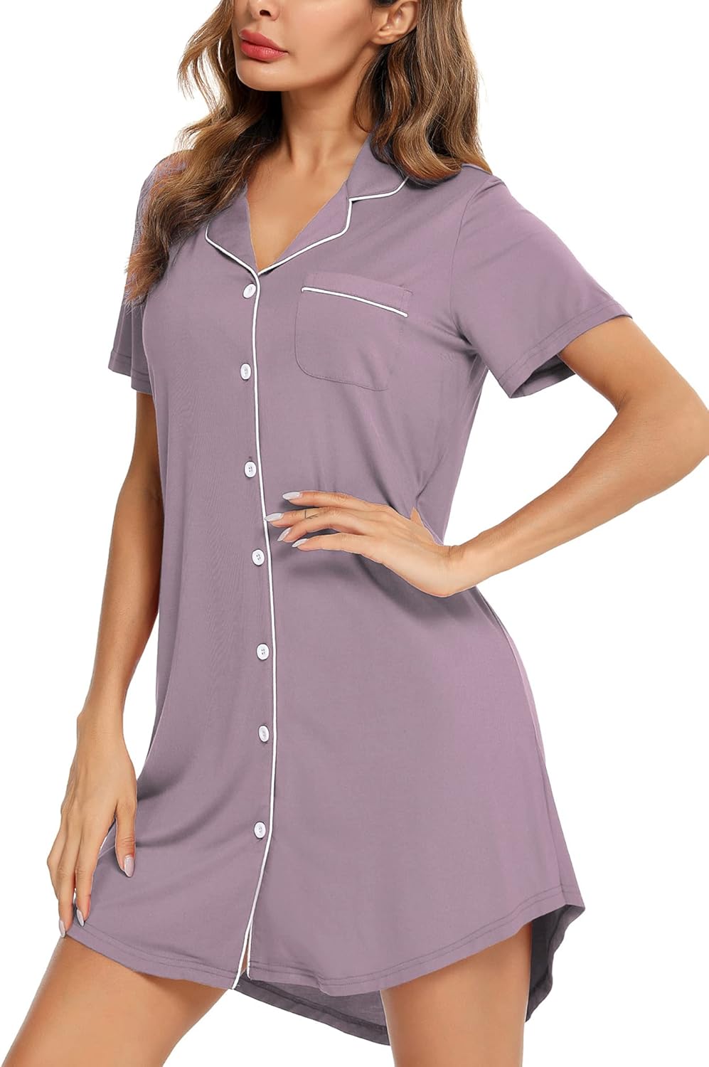 Leikar Maternity Nightgown For Women Nursing Pajamas Long Sleeve Sleepshirt - Image 3