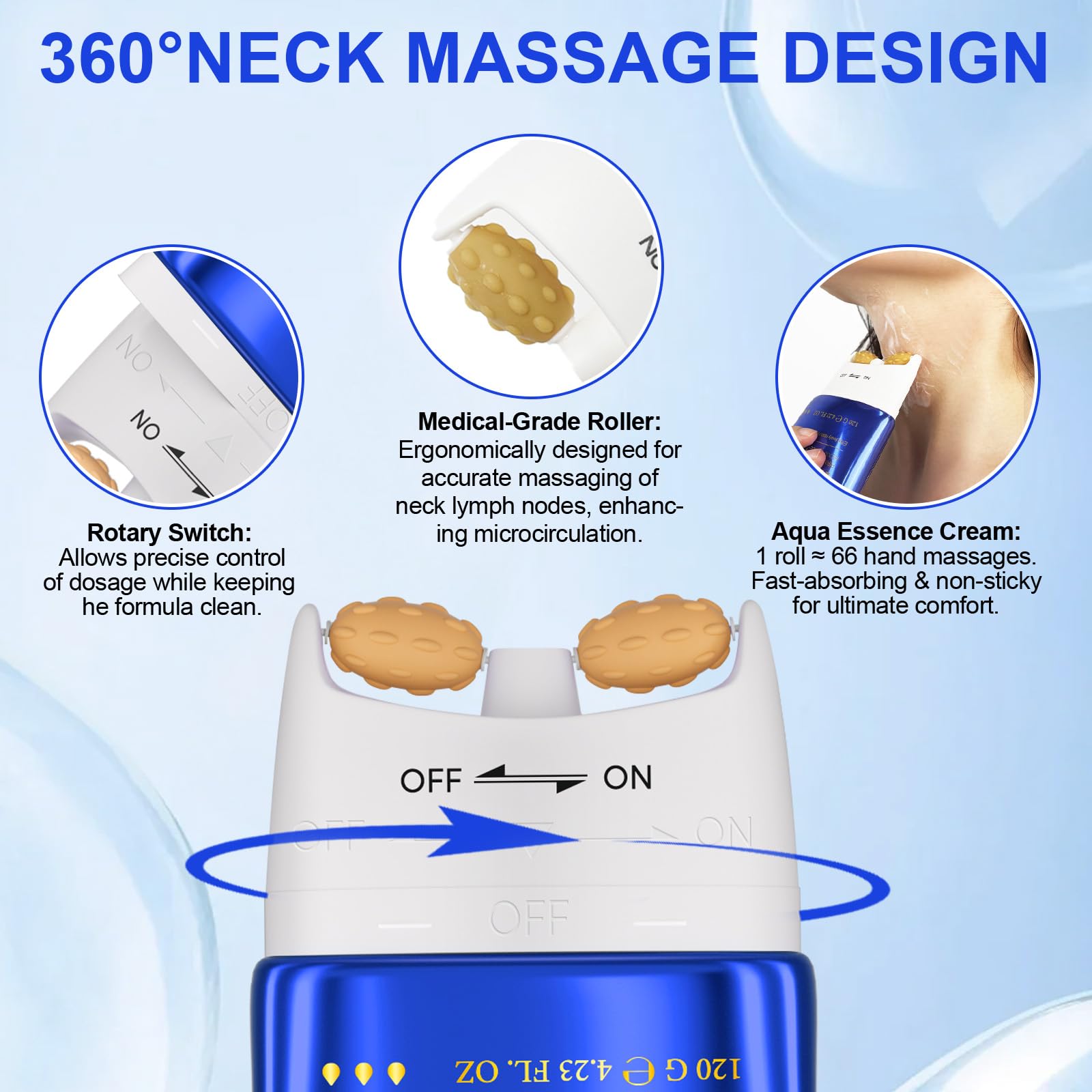 Ah-8 Crema Rassodante per il collo, Anti-doppio mento, Ah-8 Firming Neck Cream, Neck Firming Roller Cream, Crema collo e Decollete effetto lifting, Anti rughe per donne e uomini, 120g (1PC)