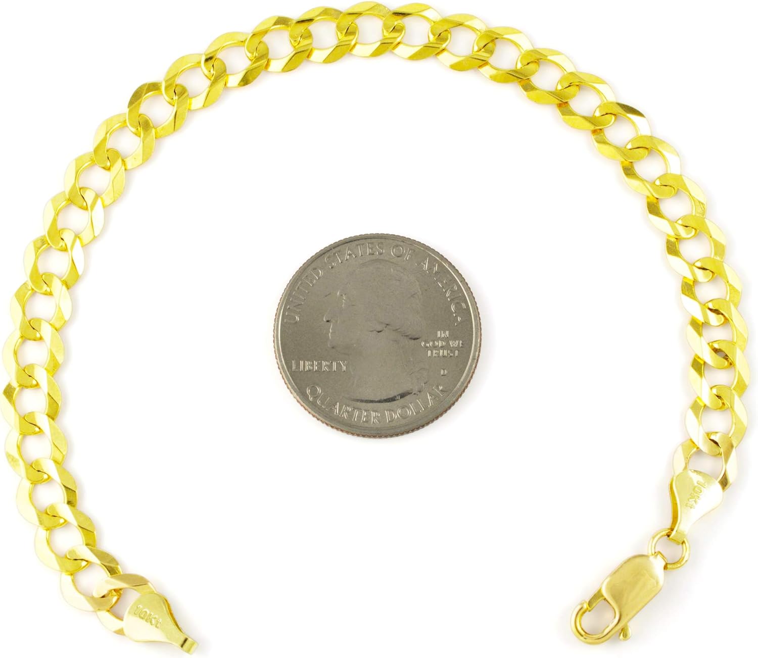 Nuragold 10k Yellow Gold 7mm Solid Cuban Curb Link Chain Bracelet, Mens Jewelry Lobster Lock 8" 8.5" 9": Jewelry