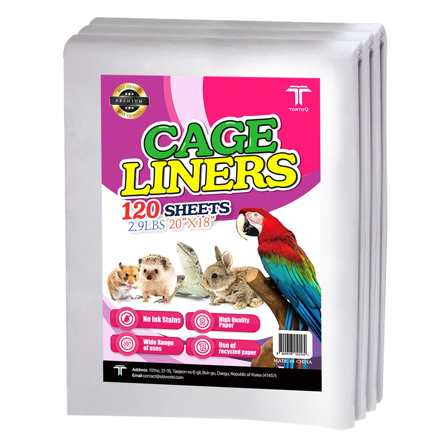 Bird Cage Liner - 120 Paper Sheets, 20" x 18", 2.9 lb - Ideal for Pet Habitats, Bulk Pack for Long-Lasting Use, Newsprint Texture, Convenient Parcel Packaging