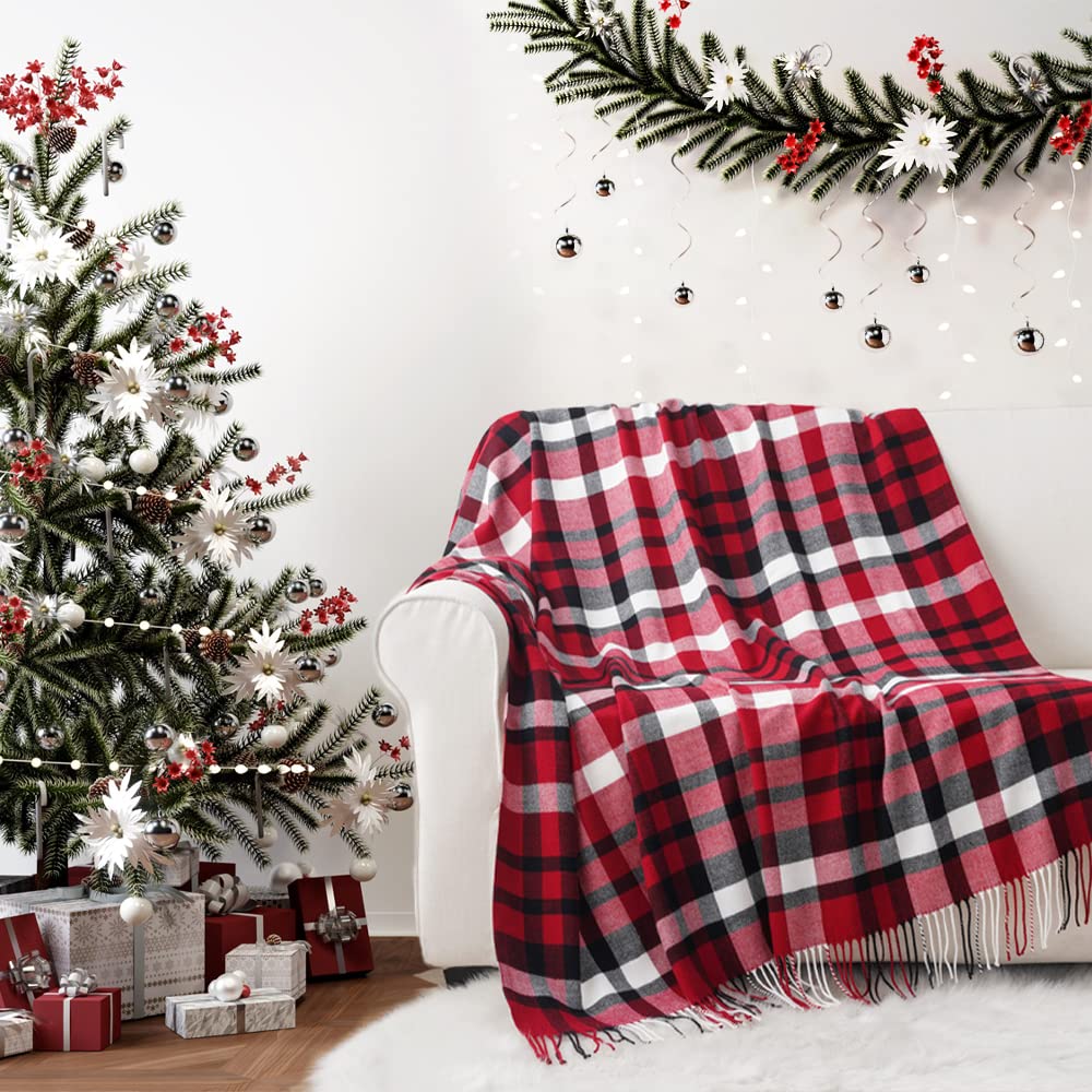 BATTILO HOME Buffalo Plaid Throw Blanket for Couch, Farmhouse Check Pattern, Soft Woven with Decorative Fringe - Image 4