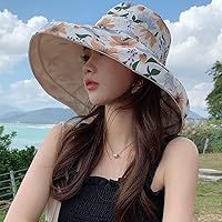 Vista 3 de Sombreros reversibles florales para el sol, protección UV, con protección UPF y ala ancha y correa de barbilla para mujer