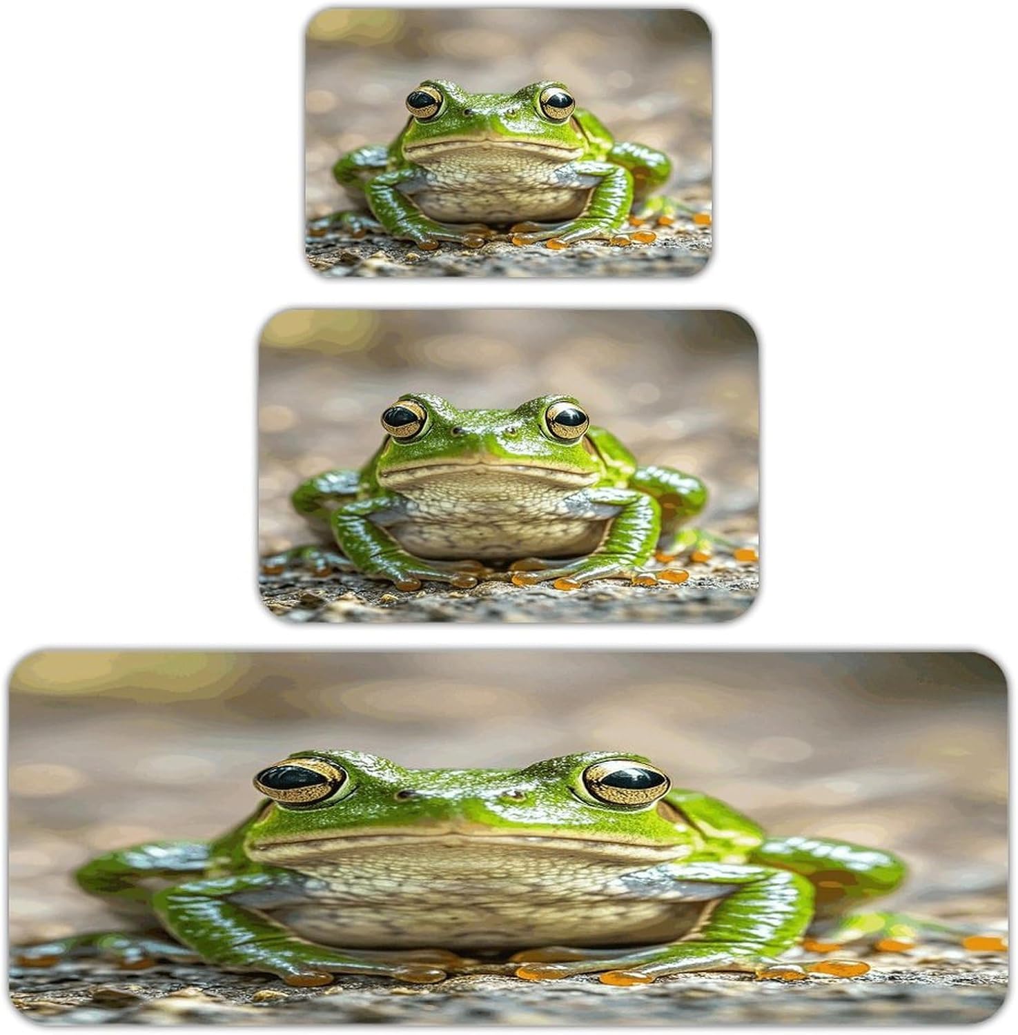 Cute Frog Kitchen Rugs Sets of 3 Washable Non Slip Kitchen Rug Water Resistant Carpet Piece Anti Fatigue Kitchen Mats Soft Comfort Standing Mat Modern Area Rug