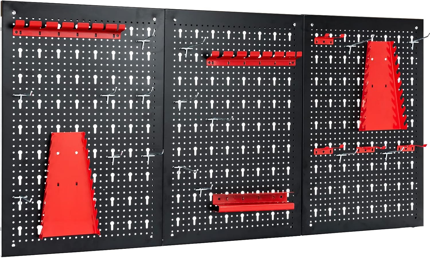 IRONMAX Pegboard Wall Organizer, 48’’ x 24’’ Metal Peg Board Panel w/Tool Holder, Hook & Storage Rack, 28Pcs Wall Mounted Utility Tools Storage Kit for Garage Office Workbench