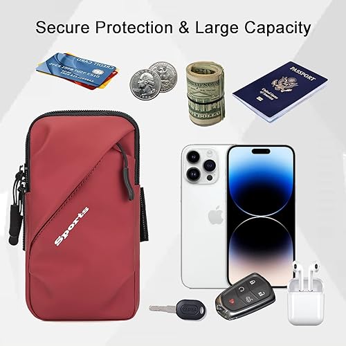 Vista 3 de Soporte para teléfono celular, pequeña bolsa cruzada con brazalete, se adapta a iPhone y todos los teléfonos celulares, uso para correr, caminar