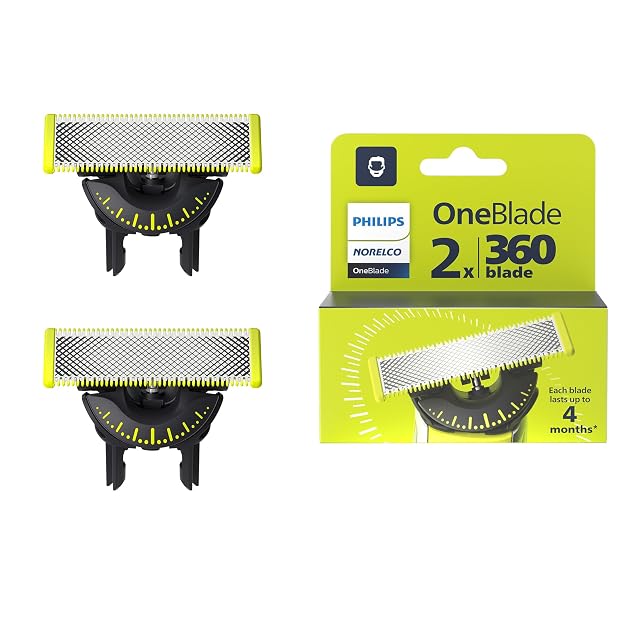 Philips Norelco OneBlade 360 Replacement Blades for OneBlade Electric Shaver and Trimmer Durable Stainless Steel Trim Edge and