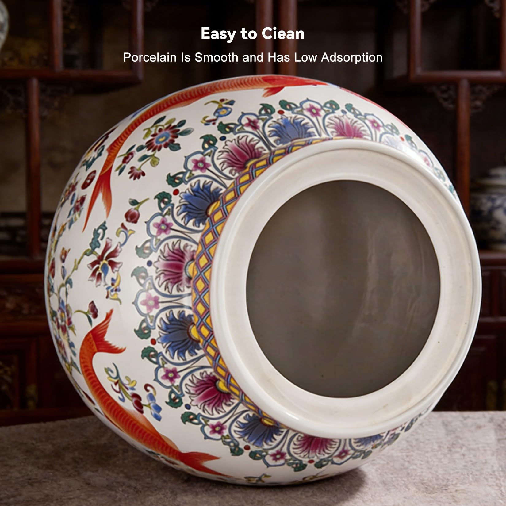 Ceramiczne Wiadro Na Ryż W Chińskim Stylu 10/15/25 Kg Z Pokrywką, Wytrzymały Dozownik Do Przechowywania Ziarna, Wielofunkcyjny Słoik Fasolę, Kukurydzę, Herbatę, Organizacji Kuchni(E,25kg)