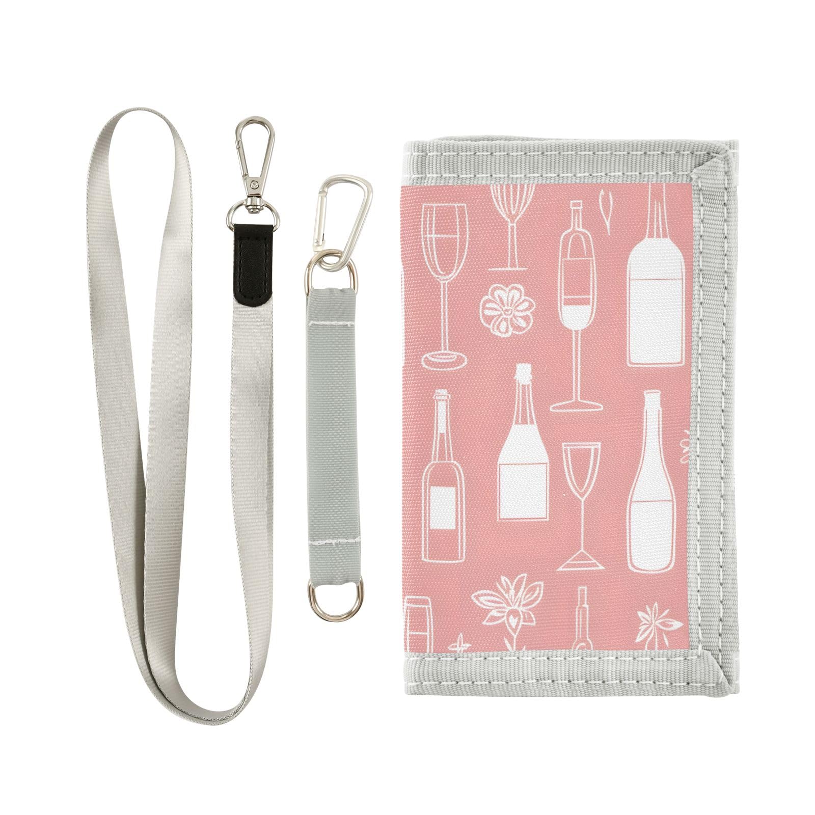 ALAZA Kids Wallets for Boys Girls Toddler Trifold Wallet Children Small Lines Wine Bottle with Zipper Coin Pocket