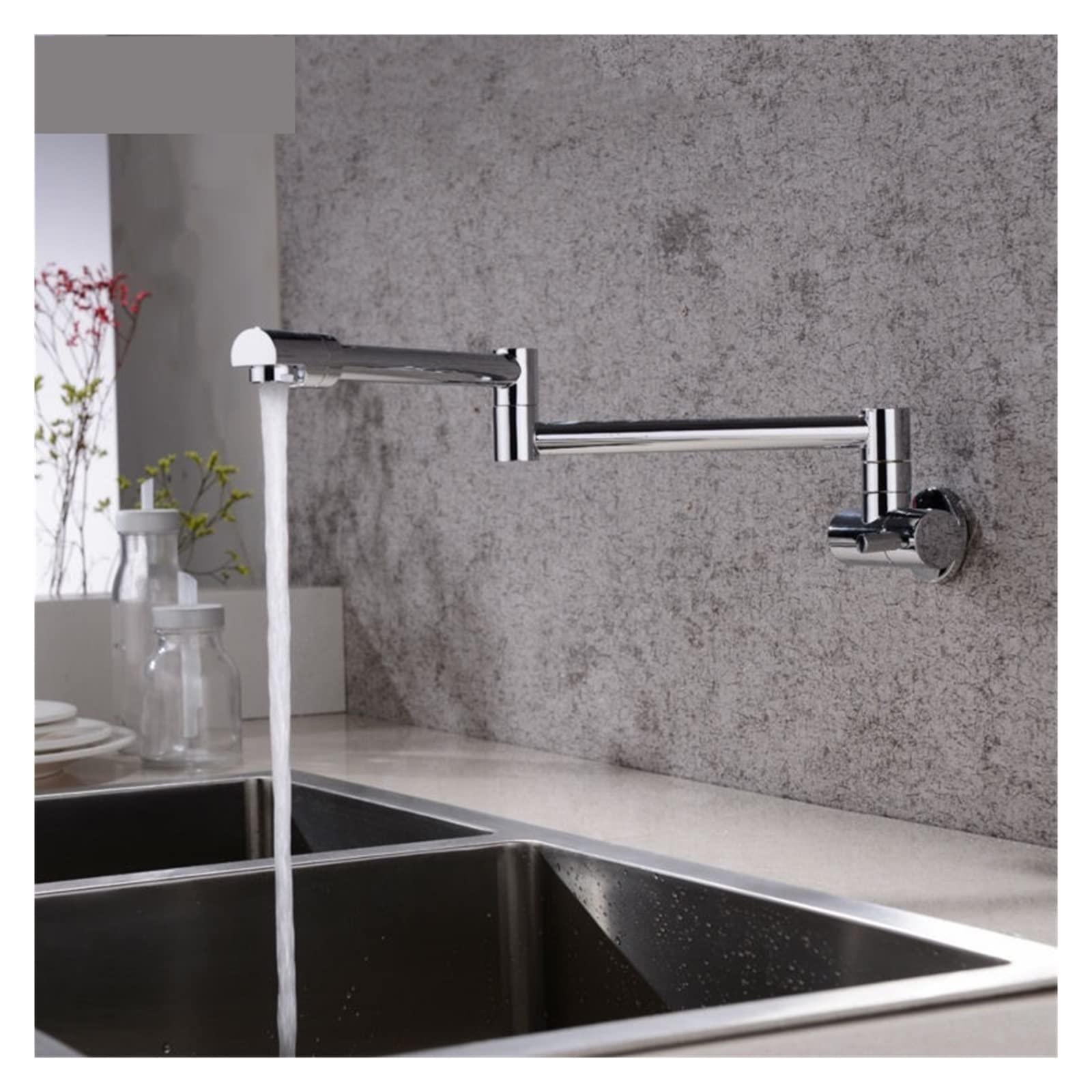 Brass Wall Mounted Kitchen Faucets Pot Filler Taps Swivel Folding Retractable Rotary Stretch Basin Faucet Sink Tap,Durability