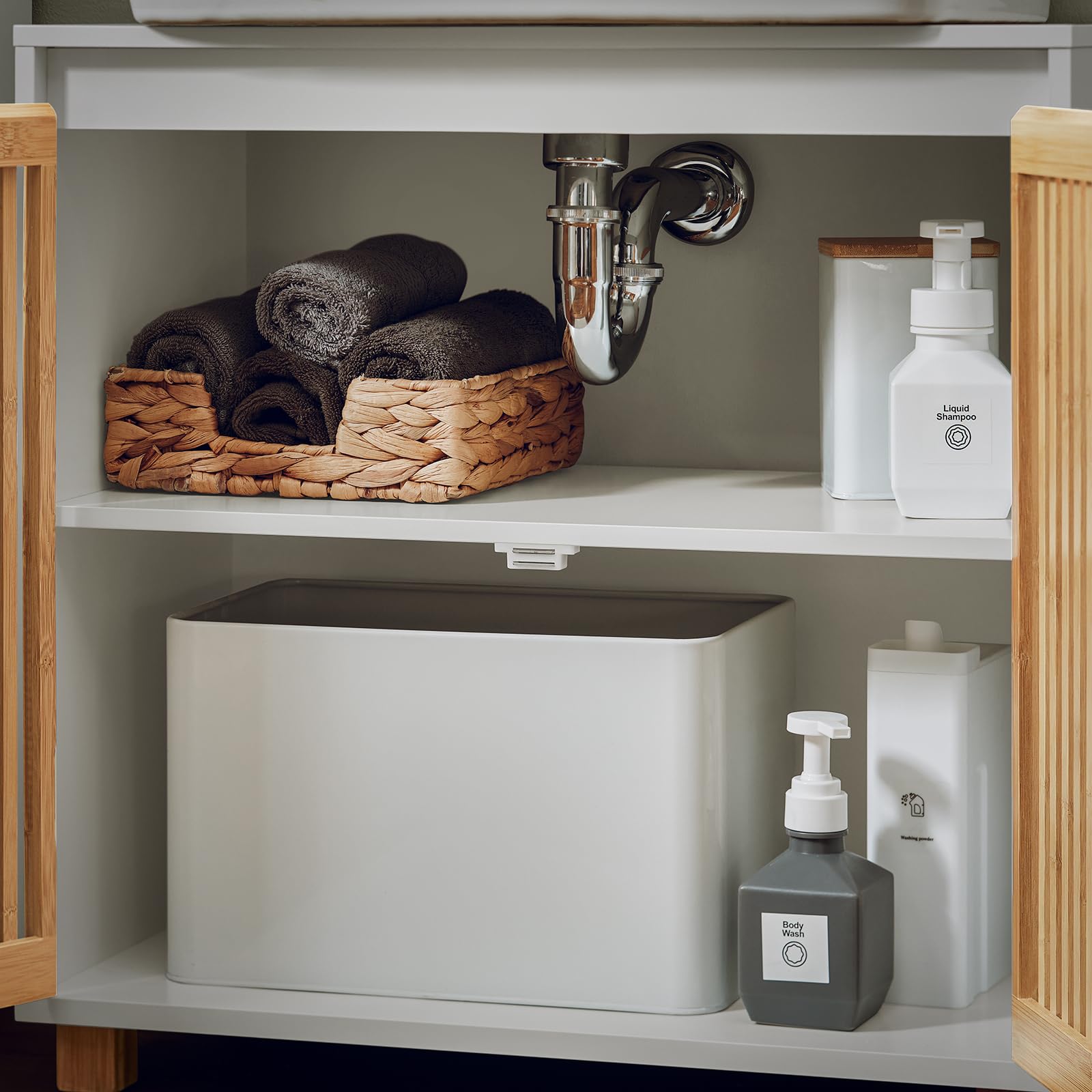 SoBuy Meuble sous Lavabo Salle de Bain avec Découpe pour Siphon 60x30x61 cm