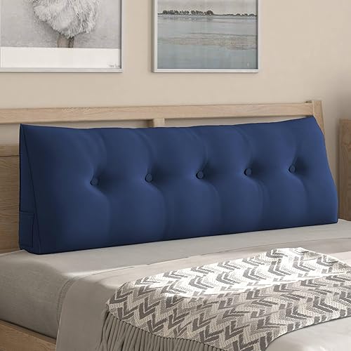 CECER Almohada de cabecera de cama tamaño California King, almohada triangular grande con dos bolsillos laterales, cojín largo de cuña para cama o