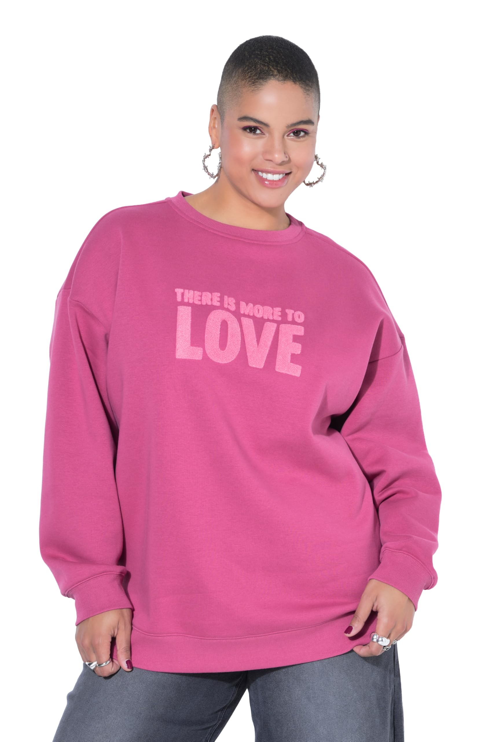 Studio Untold Damen große Größen Übergrößen Plus Size Sweatshirt, Oversize Shape, Frottee Statement Love 848723