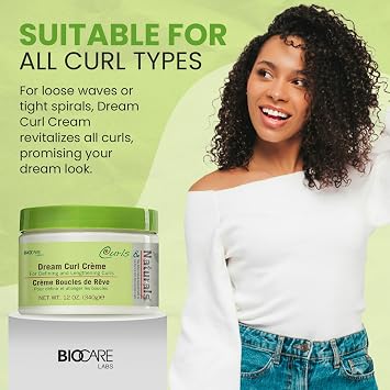 Curls & Naturals Dream Curl Cream with Shea Butter, Natural Honey, Castor Oil and Moroccan Argan Oil | Hydrating Cream that Defines and Lengthens Curls | 12 Oz