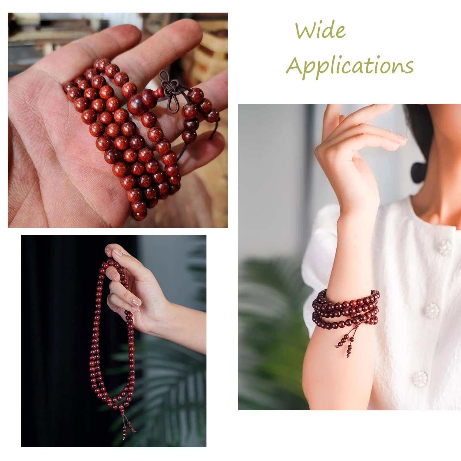 Crafans DIY Buddhist Mala Bead Kit - Tibetan Wooden Buddha Head Spacer Vase Antique Silver Beads For Bracelet Jewelry Making - Image 3