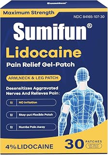 Sumifun Medium-Size Lidocaine Patches | Maximum OTC Strength | 8-Hour Relief for Neck, Knees, Small Pain Areas | Stays in Place| 30-Count