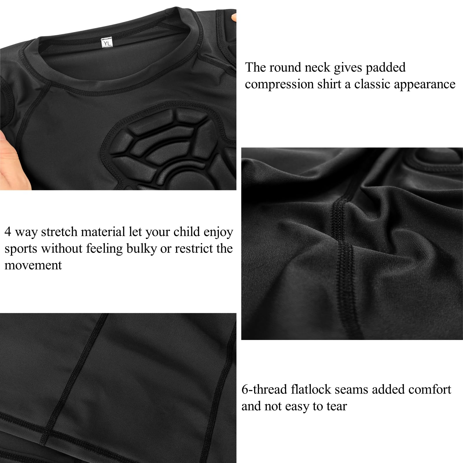Topeter Youth Football Rib Protector Compression Shirt, Chest, Heart, Shoulder, Sternum Guard Protective Gear