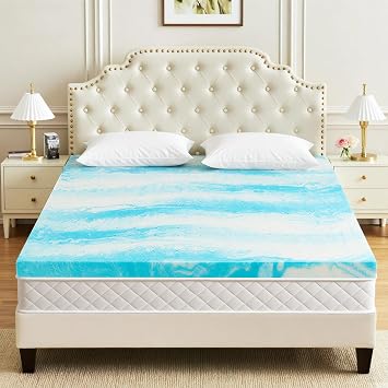 Mattress Topper Queen, 2 Inch Gel Infused Memory Foam Mattress Topper, Pressure Relief, Mattress Pad, Breathable Bed Topper, CertiPUR-US Certified