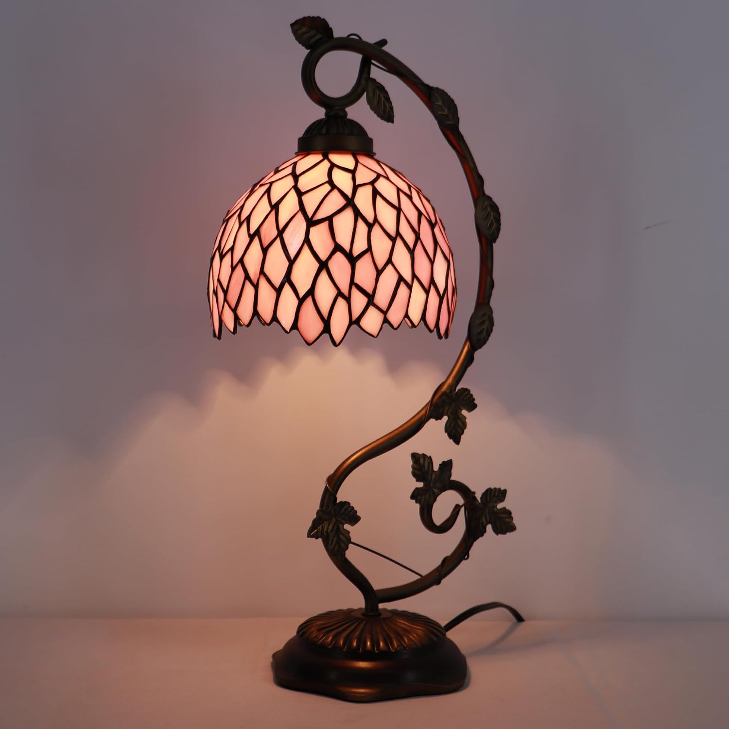Tiffany Table Lamp Stained Glass Bedside Reading Light 8X10X21 inch image 4