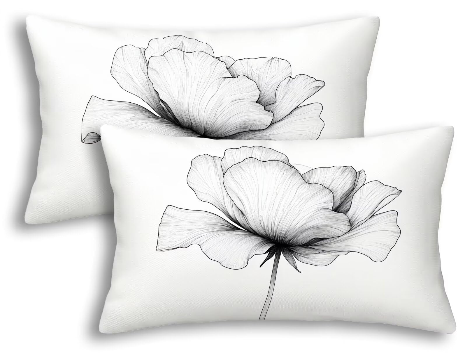 Housse coussin extérieur imperméable blanc fleur pour chaise balcon et jardin