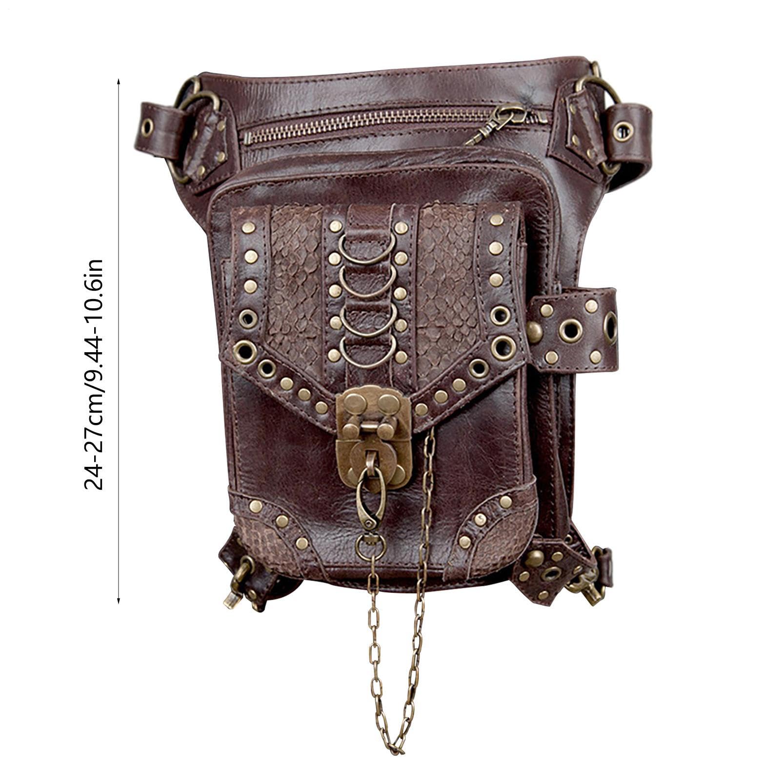 Steampunk - da gamba in pelle PU stile rinascimentale, impermeabile | per viaggi, escursioni, festival, costume cosplay da ragazza e donna, accessorio elegante per uso a mani libere
