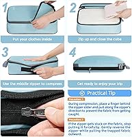 Vista 68 de BAGAIL 4 juegos/6 juegos/8 cubos de compresión para embalaje, accesorios de viaje, organizadores de embalaje expandibles (malla cuadrada, 06-beige)